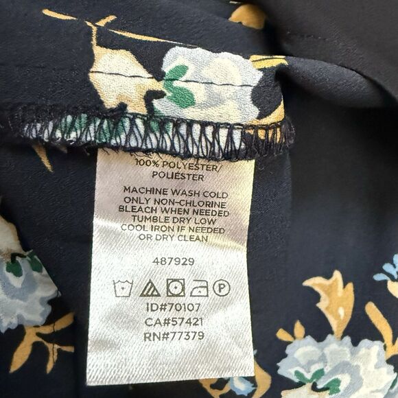LOFT Women's Navy Floral Flowy Long Sleeve Blouse Top XL - Picture 7 of 9